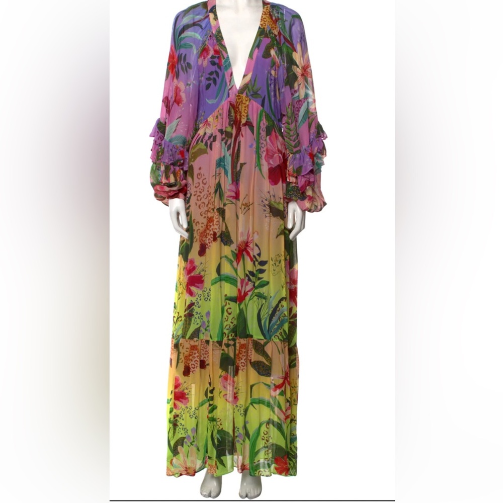 NWOT Farm Rio Amazonian forest ombré maxi dress